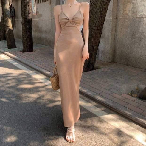 Ladies Spaghetti Sleeveless Cut-Out Body con Dresses